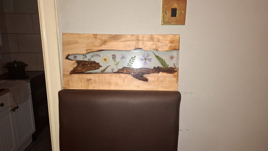 Sandad and polished wood and resin wall art